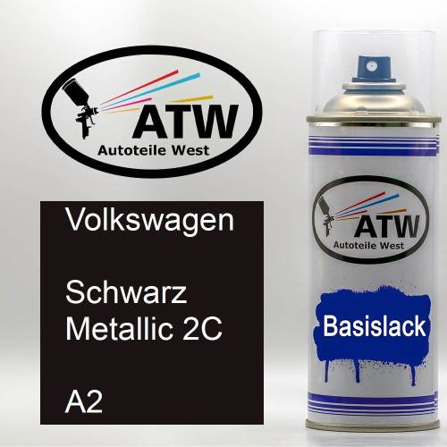 Volkswagen, Schwarz Metallic 2C, A2: 400ml Sprühdose, von ATW Autoteile West.